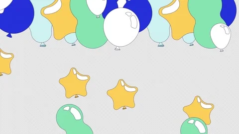 Falling colorful party balloons transition effect video overlay Stock Footage 337886992