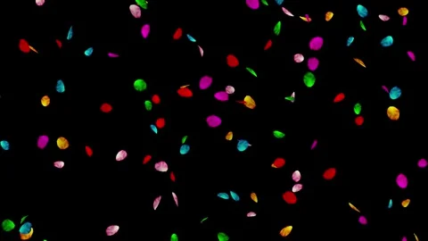 Falling colorful rose petals motion graphics with plain black background Stock Footage 325195088