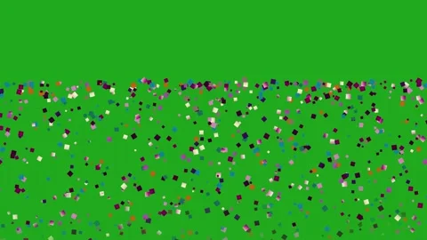 Falling colorful square particles on green screen background Stock Footage 265750996