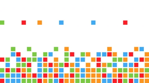 Falling colorful squares making a few rows with free space on the top Stock Footage 65372131