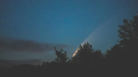 The falling comet on the evening sky. time lapse Stock Footage 136130894