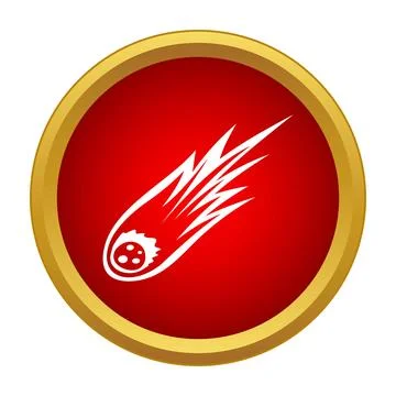 Falling comet meteor asteroid icon on red button Illustrazione stock