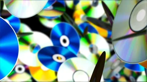Falling Compact Discs. Abstract Background Illustrazione stock