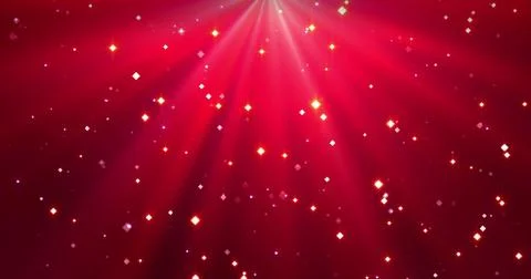 Falling confetti and ray of light on the red Merry Christmas background. Stock-Illustration