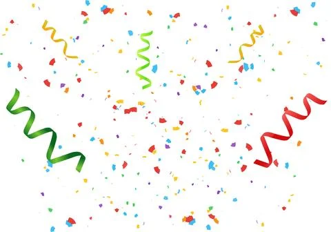 Falling Confetti and Ribbon Background Stock Illustration