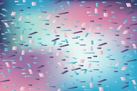 Falling confetti on blurred gradient abstract background, retro pastel vect.. Stock Illustration