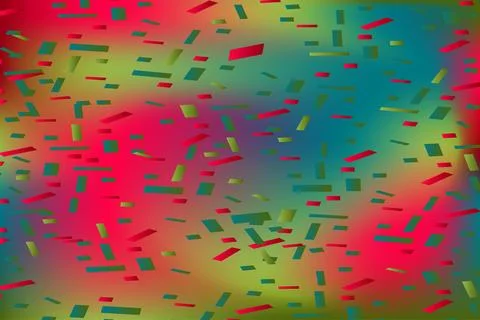 Falling confetti on blurred gradient abstract background, retro pastel vect.. Stock Illustration