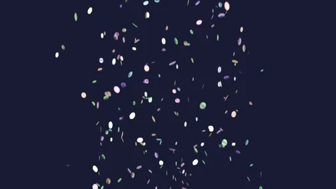 Falling confetti column forming after top release on deep navy backdrop, pastel Stock Footage 337504982