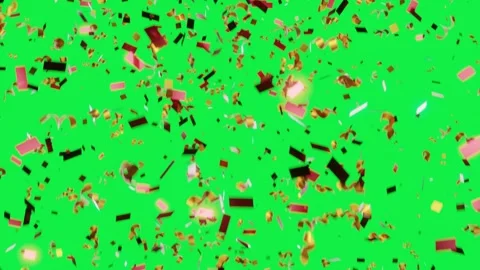 Falling confetti on green screen Stock Footage 318840227