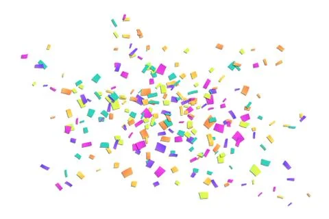 Falling confetti isolated white background. Abstract design element festive p Stock Illustration