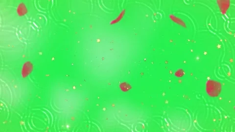 Falling Confetti Particles Over Green Screen Background with Animated Water Stock-Footage 338368607