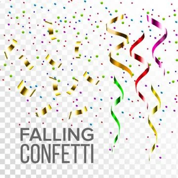 Falling Confetti Set Vector. Event Elements Decoration. Celebrate. Light Effect Stock Illustration