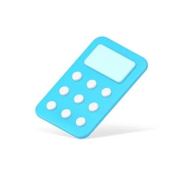 Falling control panel 3d icon. Blue controller for communication with digit.. Stock Illustration