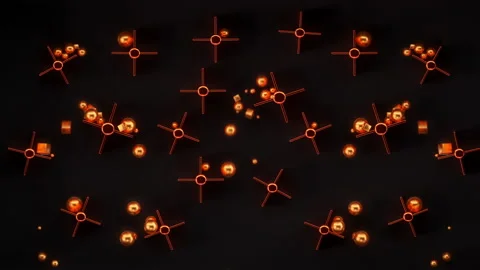 Falling copper balls and cubes, bouncing from obstacles on reflective background 스톡 동영상 168210938