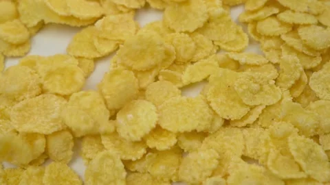 Falling Corn Flakes, Macro, Close-up. Healthy Breakfast for Kids. Healthy Veget Stock Footage 165270414