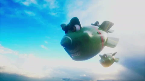 Falling crazy bombs against the dark sky. Funny bombs.  Vidéo 68621469