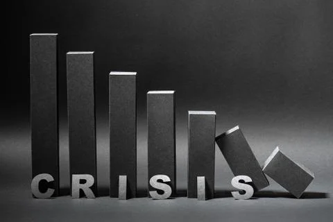 Falling crisis 3d bar chart made in black color over shades of gray 库存照片