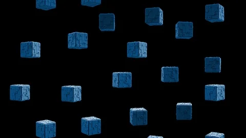 Falling Cubes. Futuristic Background. Alpha Matte Stock Footage 120565130