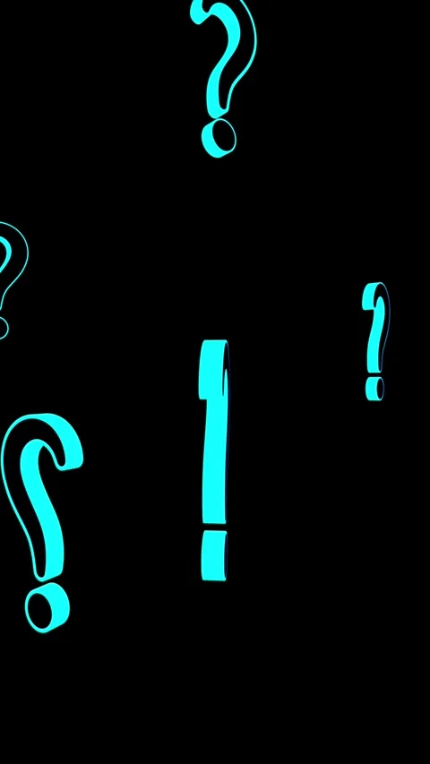 Falling cyan question marks on black background Stock Footage 327364013