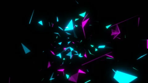 Falling dancing laser elements.Abstract cg polygonal neon blue surface Stock Footage 101488038