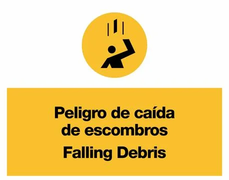 Falling Debris Construction Yellow Warning Signage Set Stock Illustration