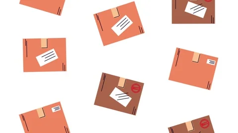 Falling delivery boxes motion graphic with stamp and label. 스톡 동영상 339202718