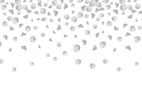 Falling diamond background vector gem on white. Jewelry luxury pattern backdrop Illustrazione stock