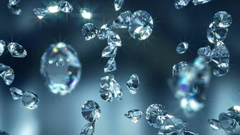 Falling diamonds 4K - Close-up stock video Diamond - Gemstone, Diamonds Stock Footage