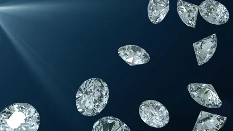 Falling diamonds on black background seamless loop with alpha matte Stock Footage 153812558