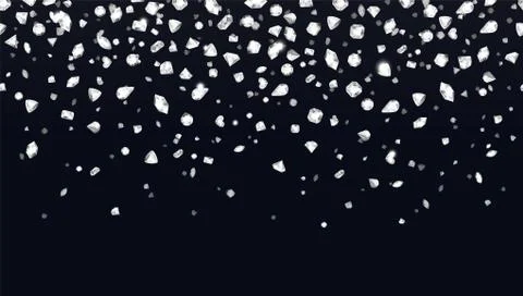 Falling diamonds. Pattern background with realistic 3D transparent gems isolated Stock Illustration