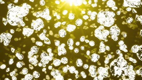 Falling diamonds with shining edges on lilac background. luxury living concept Stock Footage 142103775
