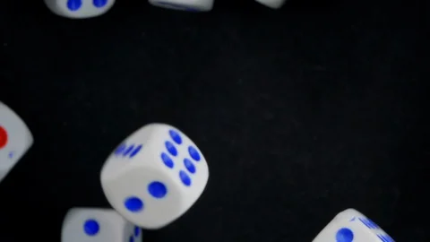 Falling dices on black background. Video stock 127633695