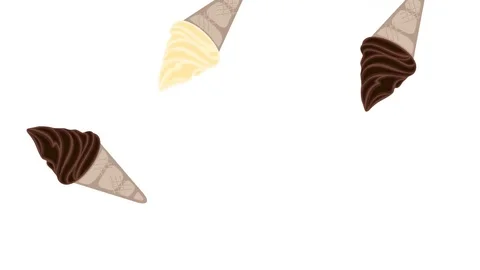 Falling different types of ice creams over white screen background. Seamless  Video stock 111888829