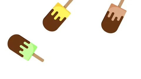 Falling different types of popsicles over white screen background. Seamless l Video stock 112003631