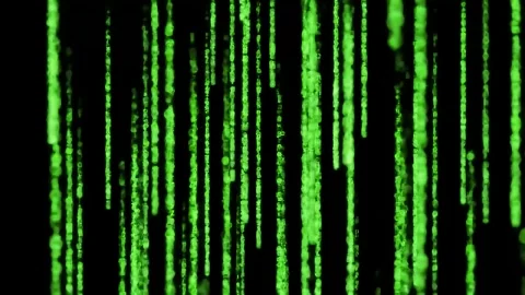 Falling Digital Code Stream in Green Against Black Background Stock Footage 313324221