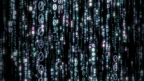 Falling digital data futuristic animation background blue Stock Footage 195981710