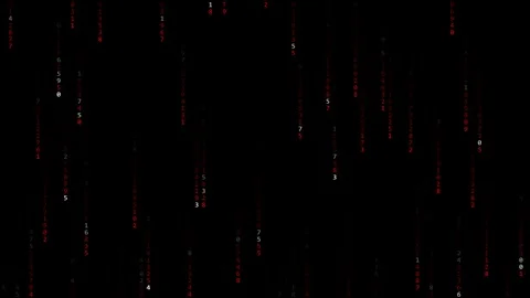 Falling Digital Matrix Numbers Rain on Black Background Stock Footage 344950907