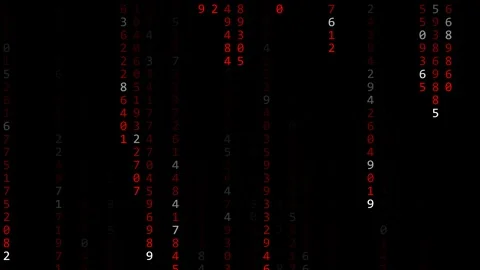 Falling Digital Matrix Numbers Rain on Black Background Vídeo Stock 344951869