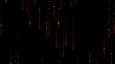 Falling Digital Matrix Numbers Rain on Black Background Stock Footage 344952079