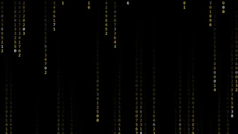 Falling Digital Matrix Numbers Rain on Black Background Stock Footage 344952257