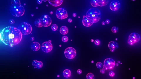 Falling disco balls neon flashing VJ loop Stock Footage 249750784