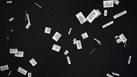 Falling Documents and Papers on Dark Background - Business Data Flow Concept Stock Footage 346661672
