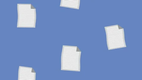 Falling documents animation motion graphics, paperwork falling and floating.. Video stock 333606181