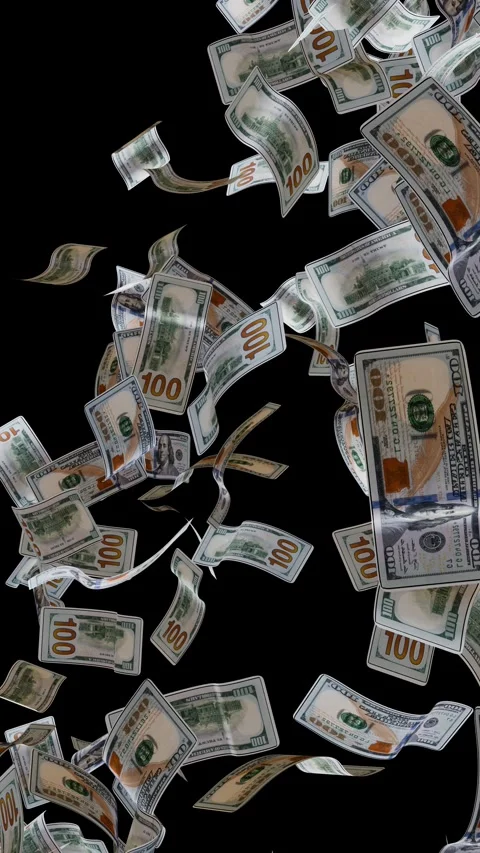 Falling Dollar Bank Note Animation on solid color background. Stock-Footage 335916188
