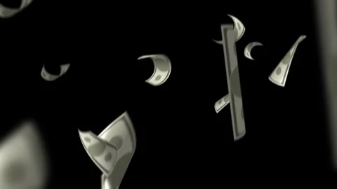 Falling Dollar Banknotes, Dollar Bills rain from above overlay, black backg.. Stock Footage 279066715