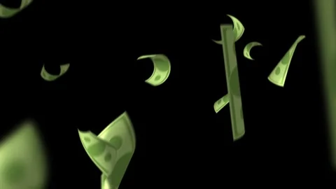 Falling Dollar Banknotes, Dollar Bills rain from above overlay, black backg.. Stock Footage 279066918