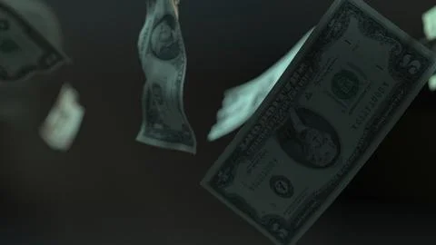 Falling Dollar banknotes. Dollar bills falling rain Illustration