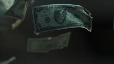 Falling Dollar banknotes. Dollar bills falling rain Illustration