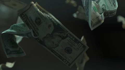 Falling Dollar banknotes. Dollar bills falling rain Stock Illustration