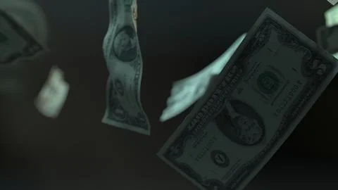 Falling Dollar banknotes. Dollar bills falling rain Stock Illustration